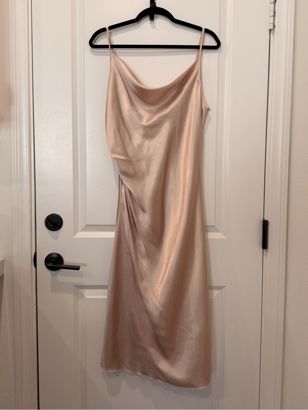 NWT Bebe Champagne Satin Slip Midi Dress